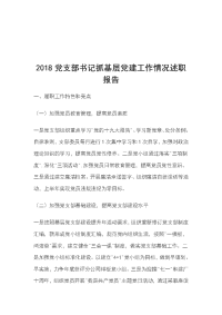 2018党支部书记抓基层党建工作情况述职报告