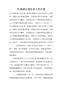 xx街道计划生育工作计划