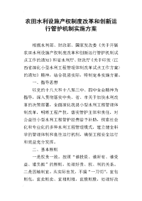 2019农田水利设施产权制度改革和创新运行管护机制实施方案