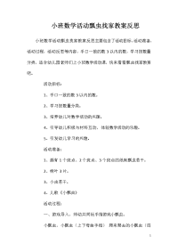 小班数学活动瓢虫找家教案反思