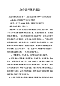 总会计师述职报告