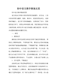 初中语文教学教案反思