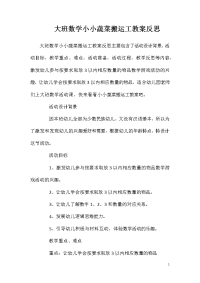 大班数学小小蔬菜搬运工教案反思