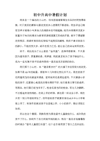 暑假计划 初中升高中暑假计划