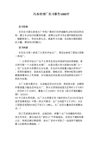 污水处理厂实习报告1000字