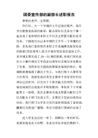 团委宣传部的副部长的述职报告