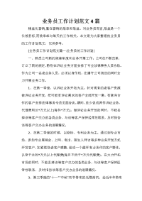 业务员工作计划 业务员工作计划大全 业务员工作计划范文4篇