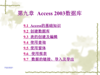 计算机文化基础（XP）教学课件袁学松 第九章 Access 2003数据库