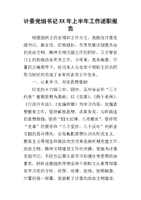 计委党组书记某年上半年工作述职报告