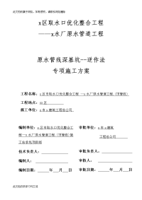 取水口优化整合工程水厂原水管道工程顶管段原水管线深基坑--逆作法专项施工方案