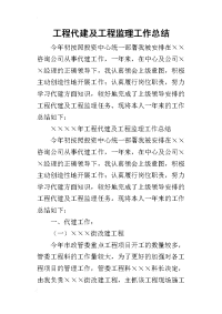 2019工程代建及工程监理工作总结