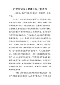 汽贸公司资金管理工作计划表格