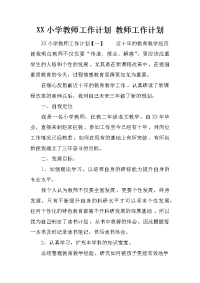 xx小学教师工作计划 教师工作计划