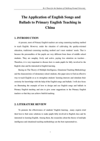 英文歌曲歌谣在小学英语教学中的运用The Application of English Songs and Ballads to Primary English Teacingin China