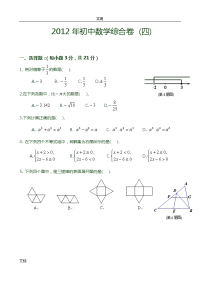 2012初中数学综合练习(四)及问题详解