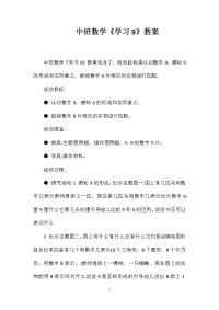 中班数学《学习9》教案