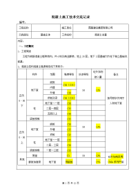 混凝土施工技术交底记录