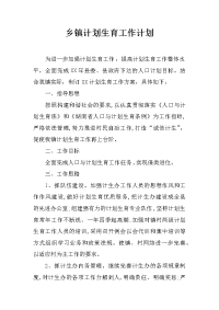 乡镇计划生育工作计划