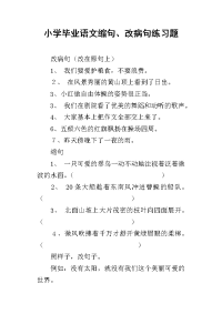 小学毕业语文缩句、改病句练习题