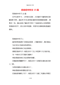 青春初中作文15篇