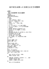 《高中语文必修1-5全部文言文字词整理》