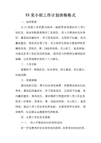 xx党小组工作计划表格格式