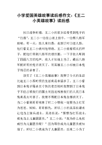 小学爱国英雄故事读后感作文：《王二小英雄故事》读后感