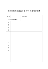 滁州市第四批选派干部2010年工作计划表