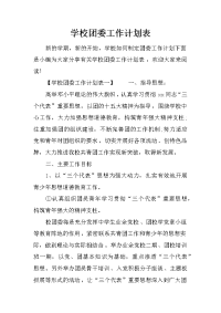 学校团委工作计划表