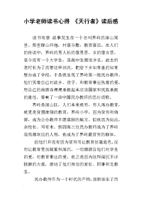 小学老师读书心得 《天行者》读后感