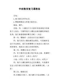 中班数学复习课教案