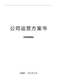 公司运营计划