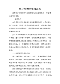 统计学教学实习总结