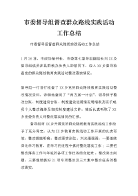 市委督导组督查群众路线实践活动工作总结