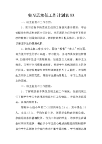 实习班主任工作计划表xx