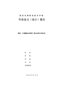 生物膜法在制药厂废水处理中的应用毕业设计(论文)