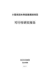 小型农田水利设施规划项目可行性研究报告