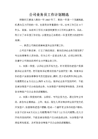 业务员工作计划 业务员工作计划集锦 公司业务员工作计划精选