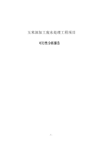 玉米深加工废水处理工程项目可行性分析报告