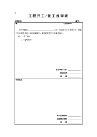 工程开工复工报审表等(监理表式)（42页）.doc