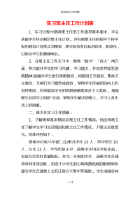 实习班主任工作计划表