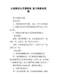 大班数学公开课教案 复习单数和双数