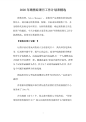 2020年销售经理月工作计划表精选.pdf