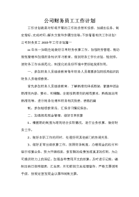 财务工作计划 财务工作计划汇总 公司财务员工工作计划