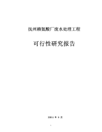 阜阳赖氨酸废水处理工程可行性研究报告