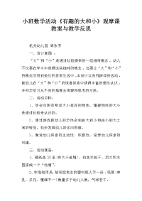 小班数学活动《有趣的大和小》观摩课教案与教学反思