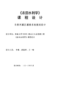 农田水利课程设计报告样板