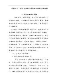 销售主管工作计划表与行政管理工作计划表合集