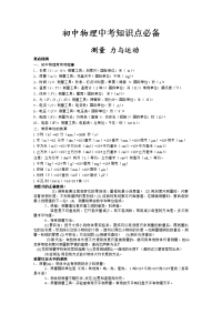初中物理中考知识点必备