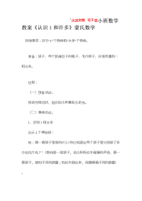 小班数学教案《认识1和许多》蒙氏数学    新颖  完整